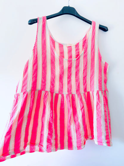 Tweedelige set - Stripe neon-roze