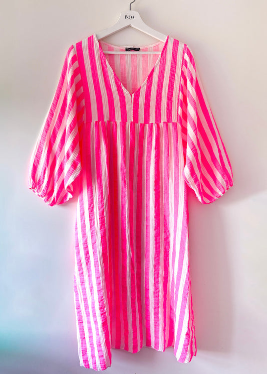 Lange jurk - Elza neon-roze
