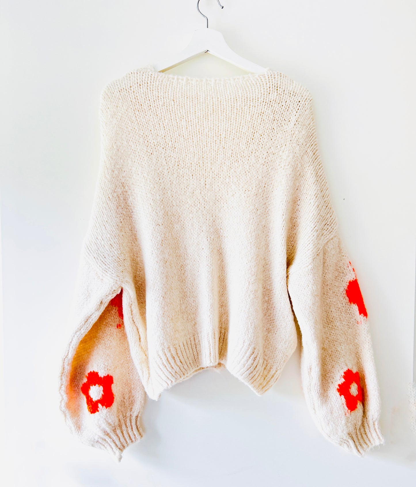 Gilet tricoté - Fleur orange