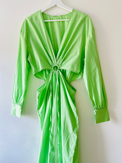 Bright green long dress Mango
