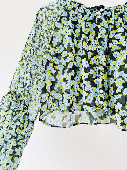 Blouse crop top verte Zara