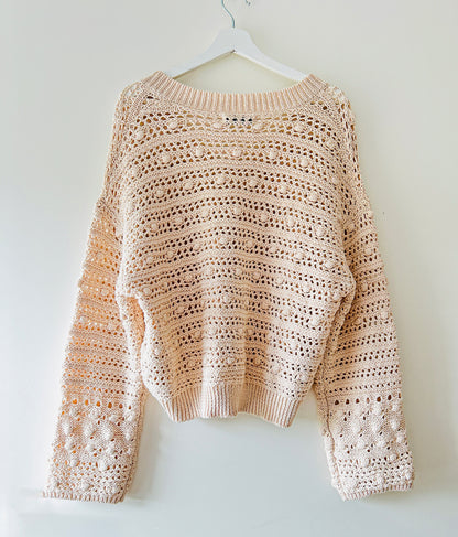 Ecru chunky crochet/knitted sweater Mango