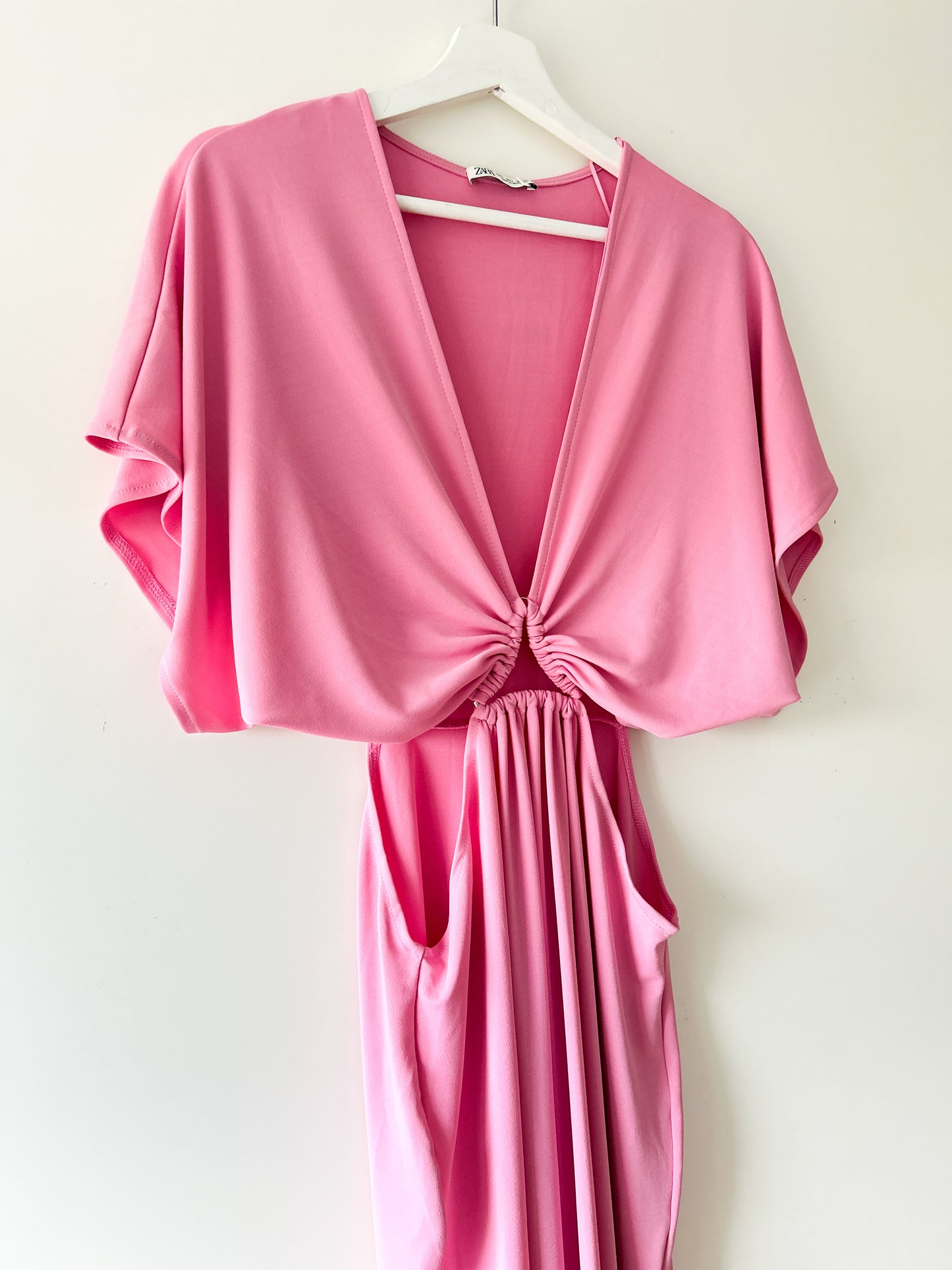 Pink long dress with open sides Zara