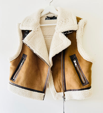 Teddy gilet met zippers Zara