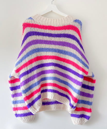 Knitted Sweater - Loreen purple stripes