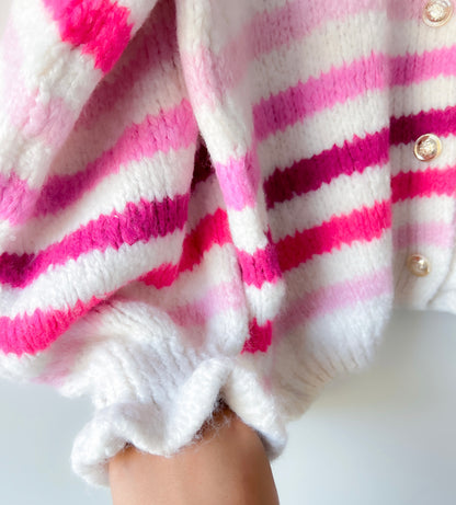 Vest - Ruffle chique roze streep
