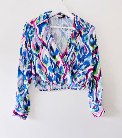 Multicolor crop top blouse Zara