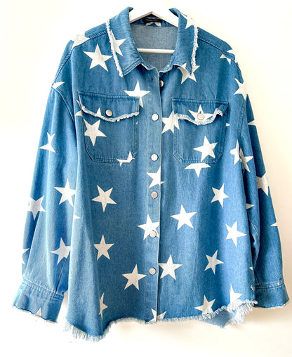 Surchemise/veste en jean avec étoiles