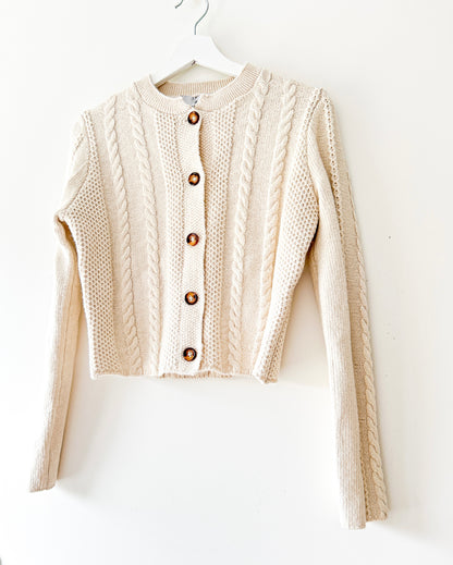 Cardigan en maille torsadée crème Mango