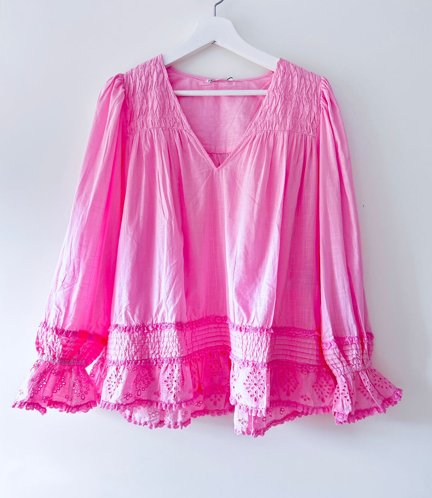 Roze geborduurde blouse Zara