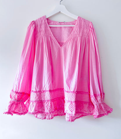 Roze geborduurde blouse Zara
