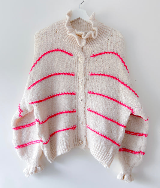 Vest - Ruffle chique roze streep