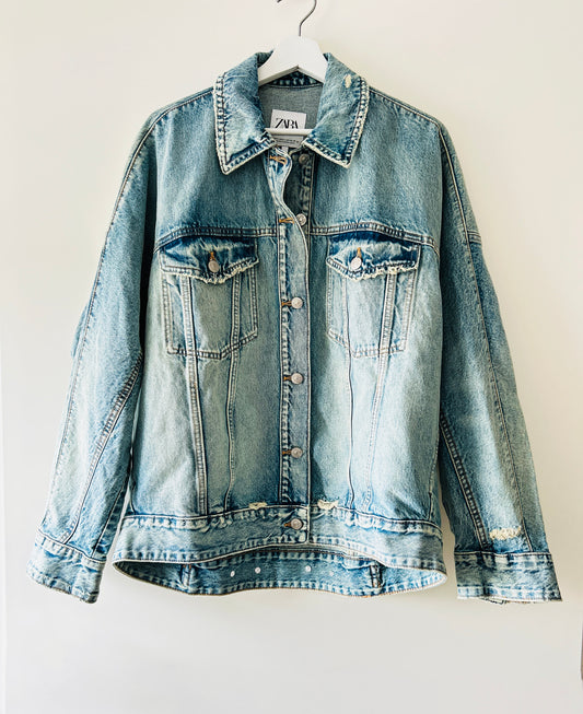 Veste oversize en jean délavé Zara