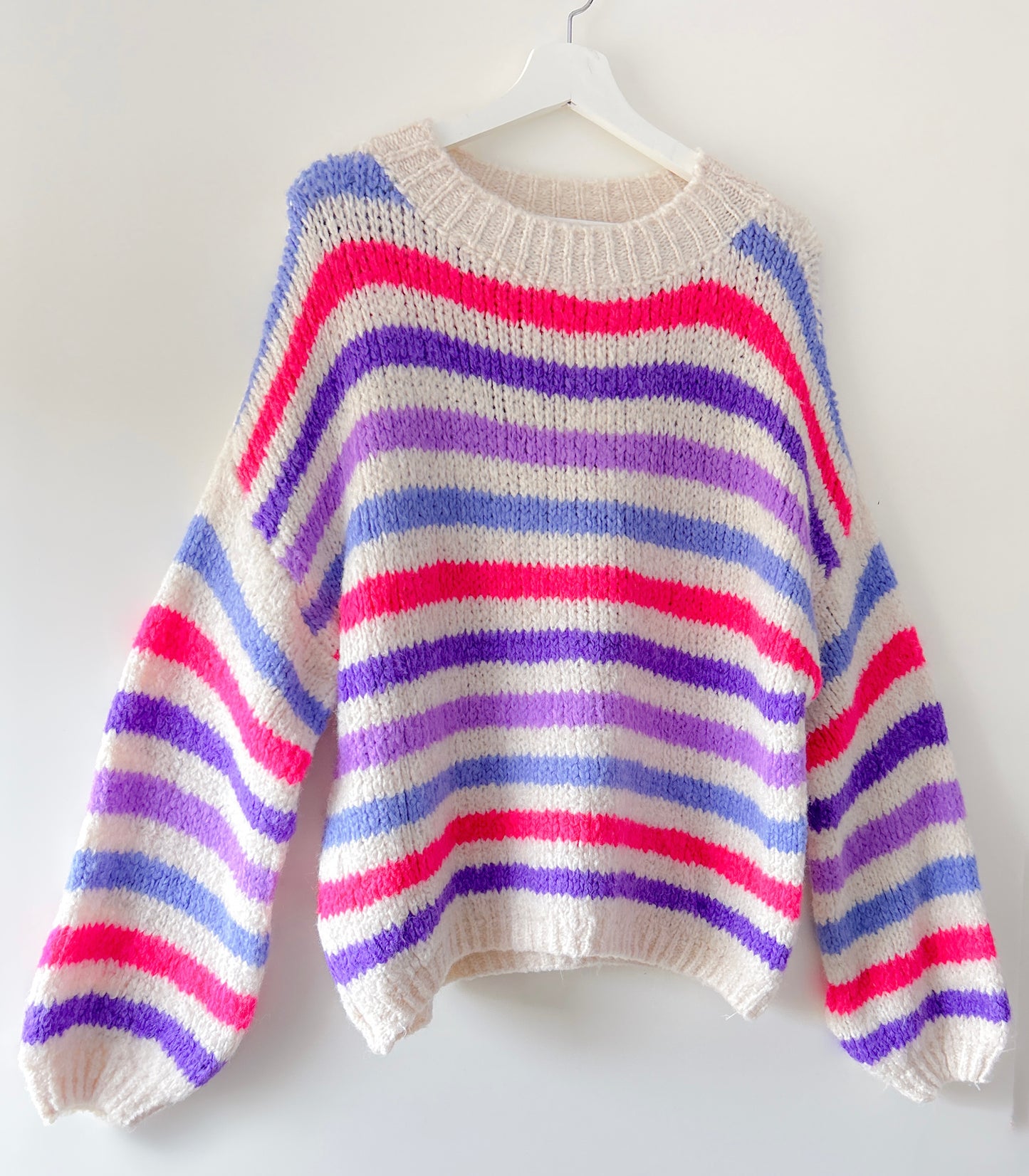 Knitted Sweater - Loreen purple stripes