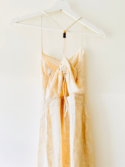 Ecru embroidered long dress Zara