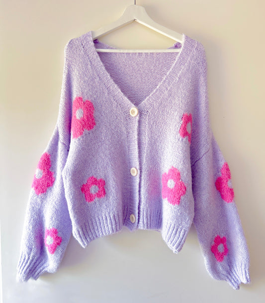 Knitted Vest - Flower Pink