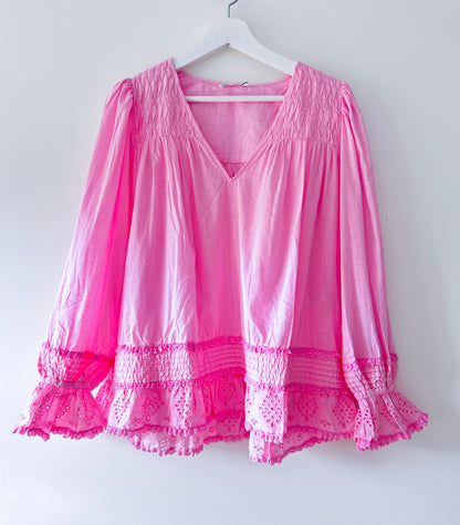 Roze geborduurde blouse Zara