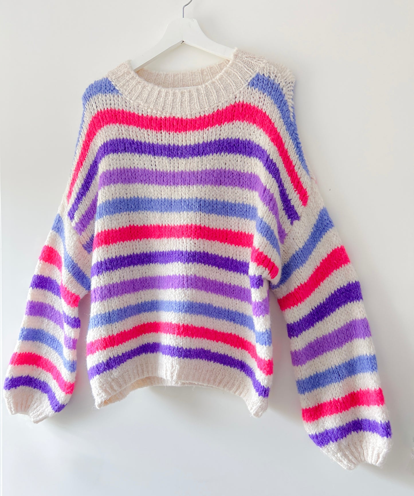 Knitted Sweater - Loreen purple stripes