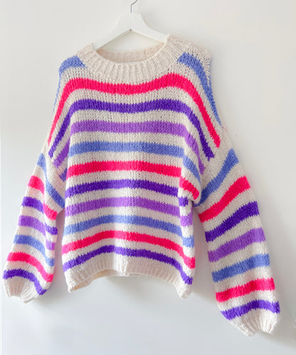 Knitted Sweater - Loreen purple stripes