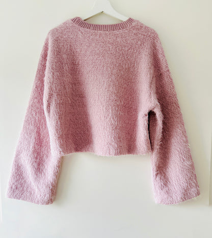 Pull poilu rose tricoté Zara