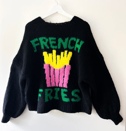 Knitted Vest - Love French Fries Black