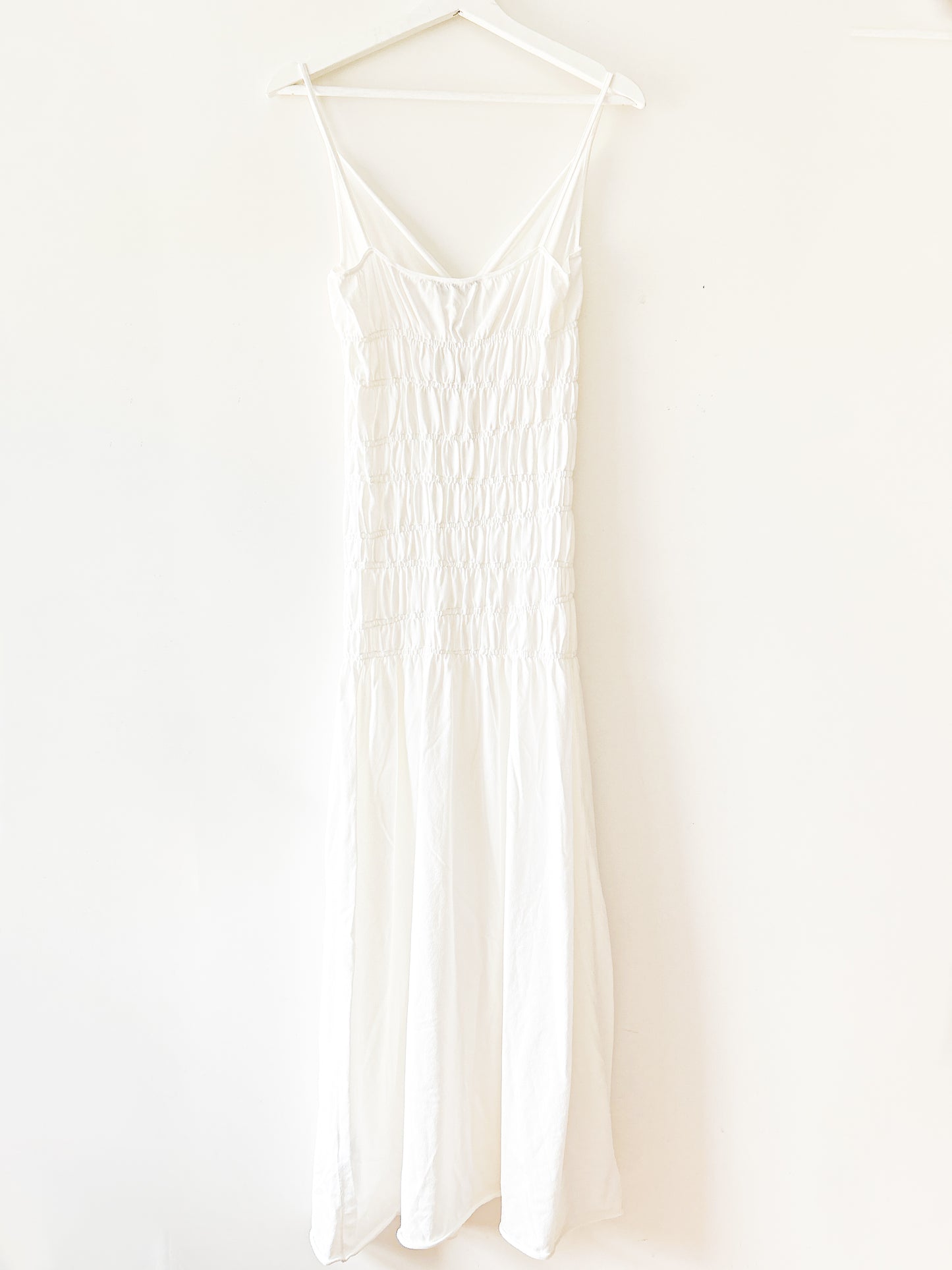 Robe longue blanche extensible à côtes Zara