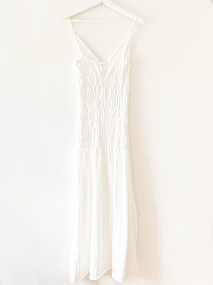 Robe longue blanche extensible à côtes Zara