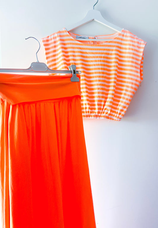 Tweedelige set - Neon-oranje stripe
