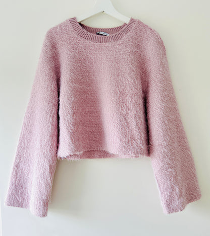 Pull poilu rose tricoté Zara