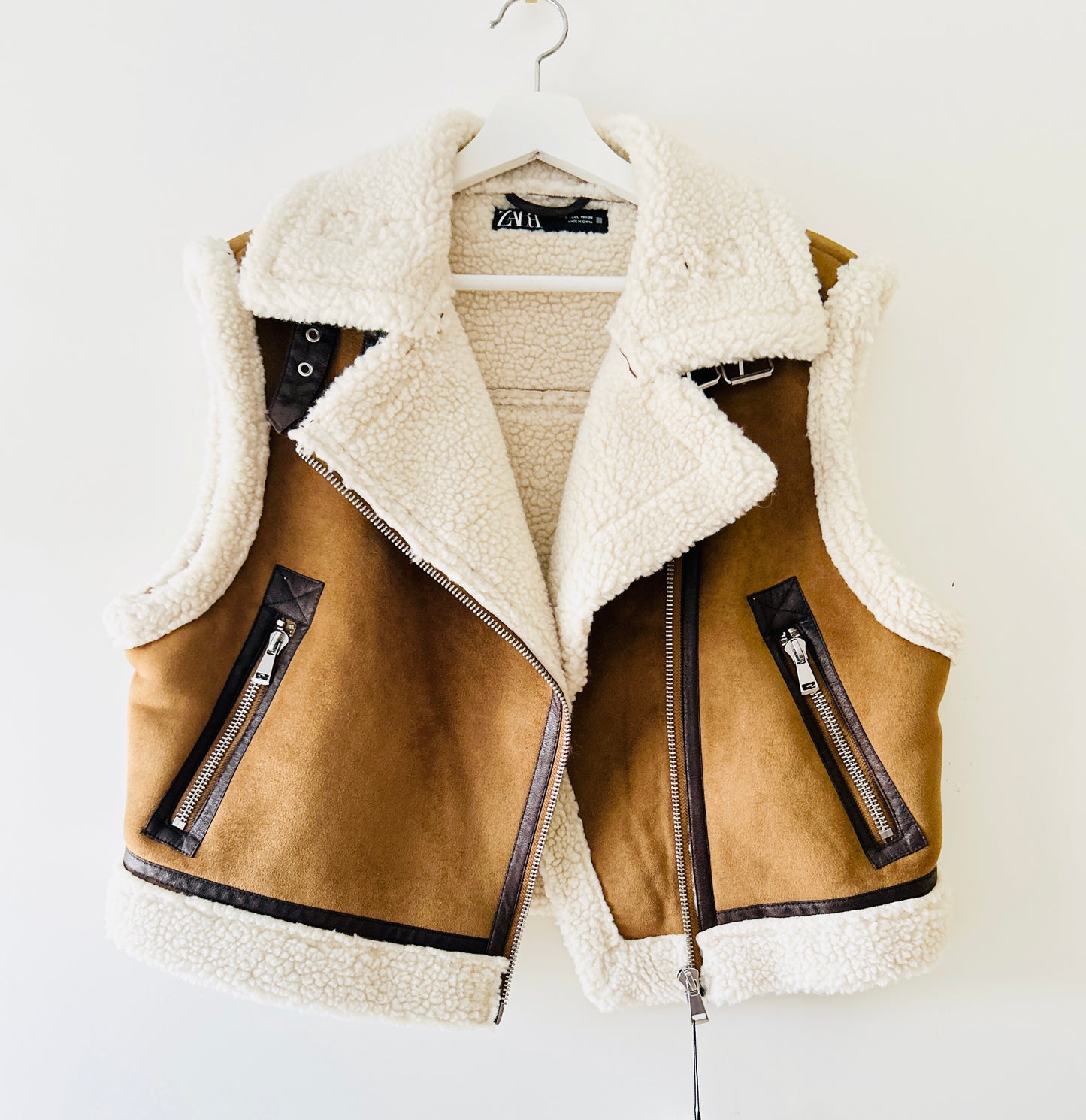 Teddy gilet met zippers Zara