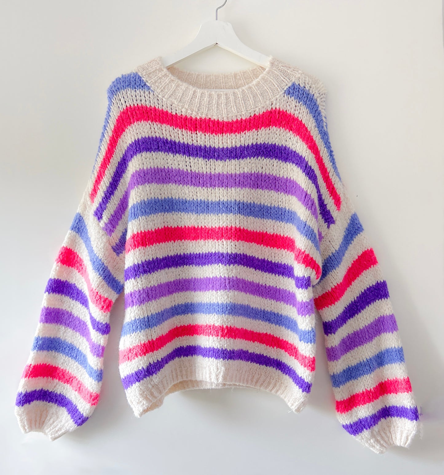 Knitted Sweater - Loreen purple stripes