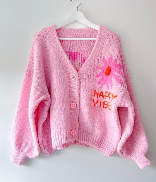 Vest - Happy vibes lichtroze