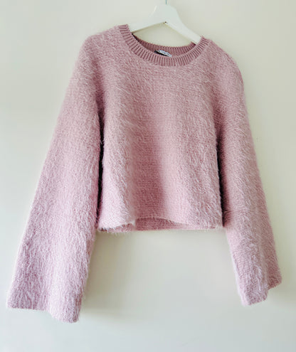 Pull poilu rose tricoté Zara