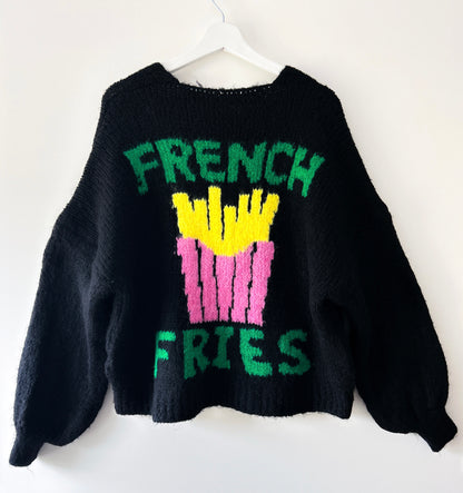 Knitted Vest - Love French Fries Black