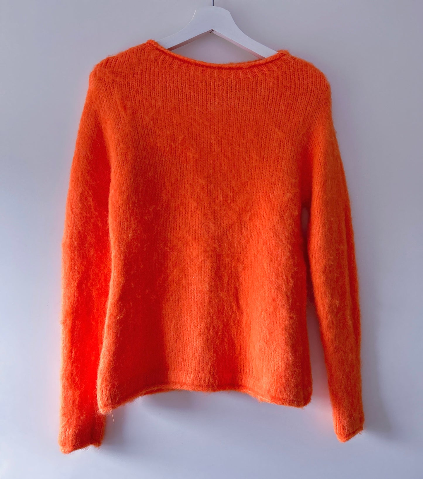 Neon orange jersey sweater round neck Zara