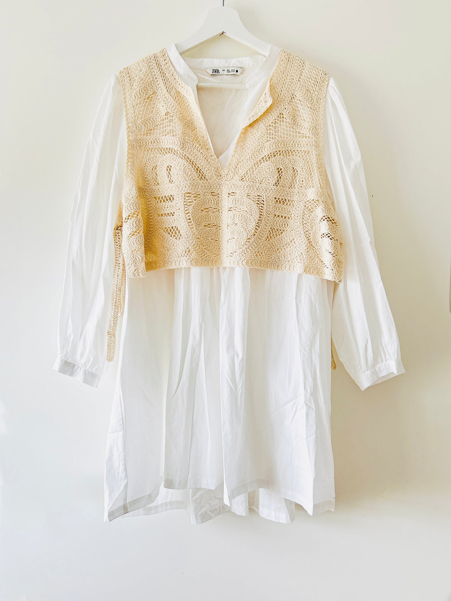 Crochet shirt dress with pinafore Zara