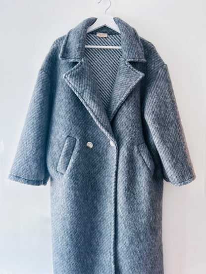 Manteau long en laine rayée - Liora Grey