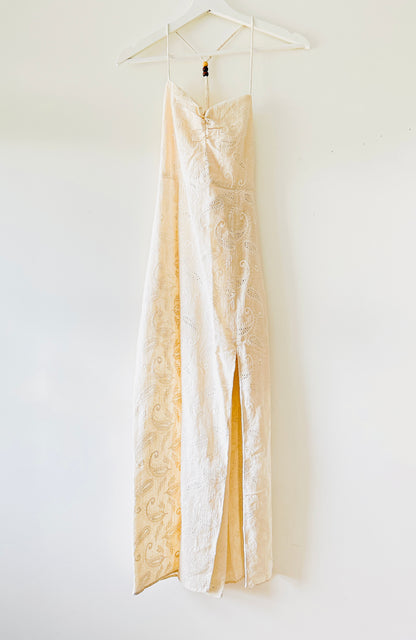 Ecru embroidered long dress Zara