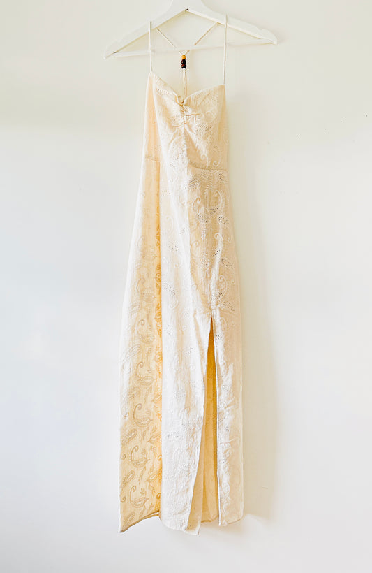 Ecru embroidered long dress Zara