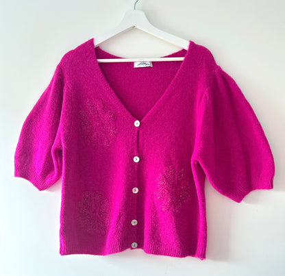 Gilet tricoté - Dina fuchsia/or