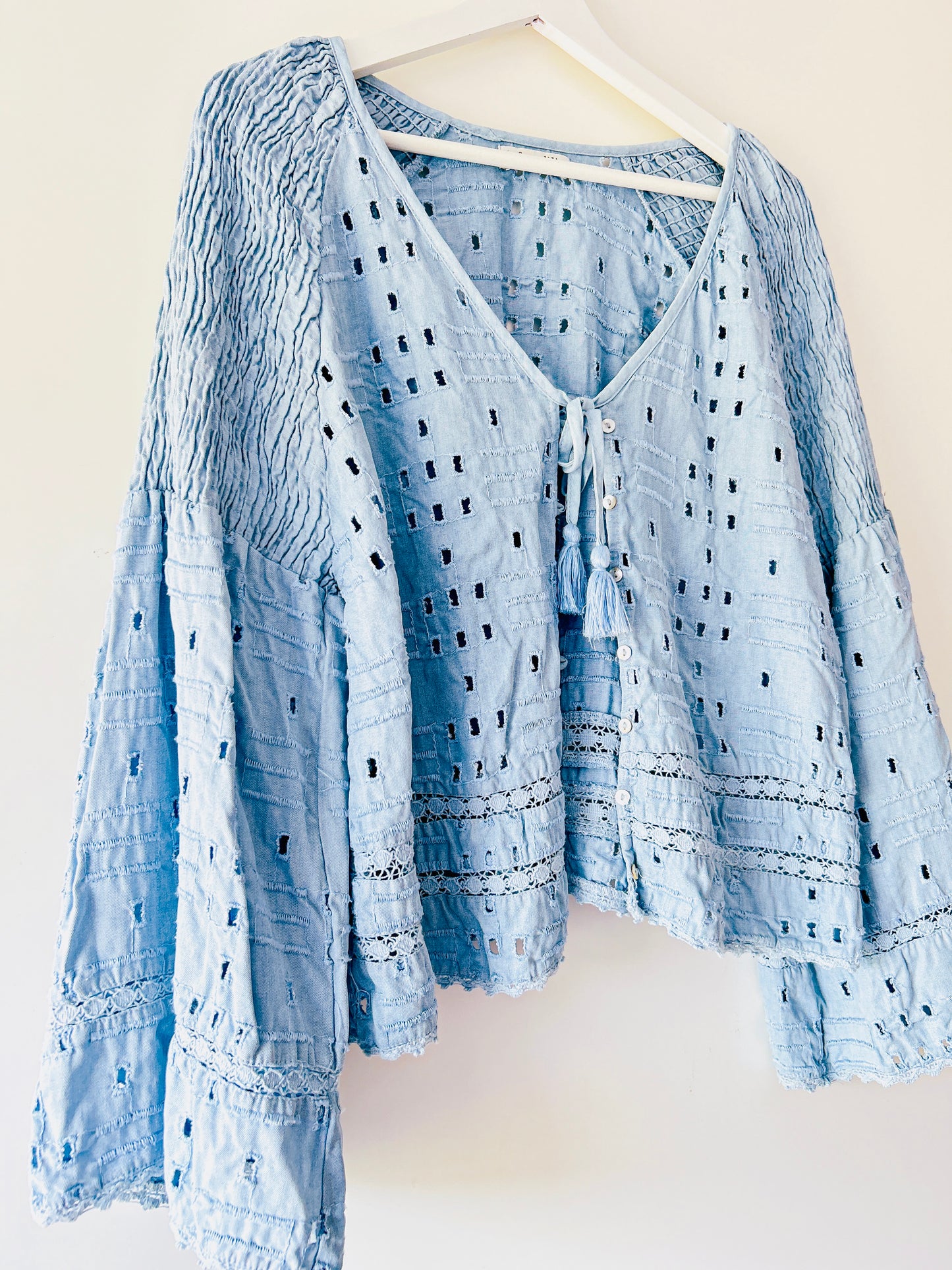 Gilet en coton bleu clair Zara