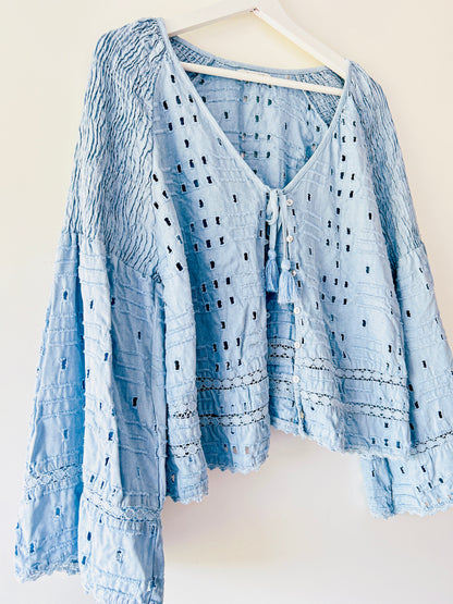 Gilet en coton bleu clair Zara