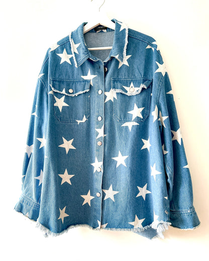 Surchemise/veste en jean avec étoiles