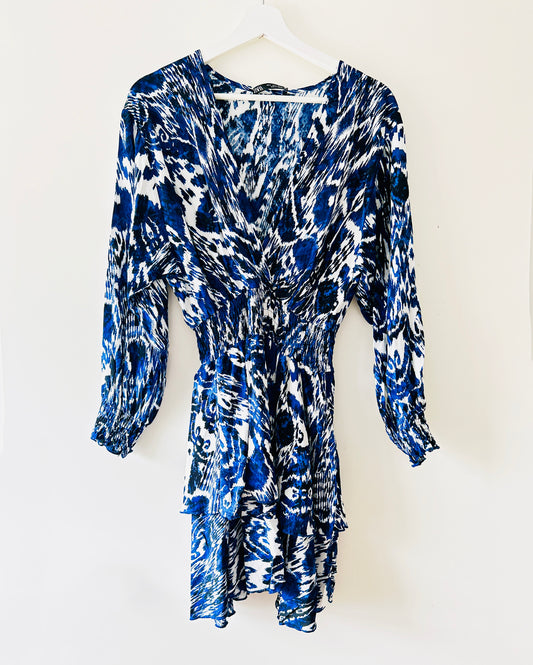 Blue/white mini dress Zara