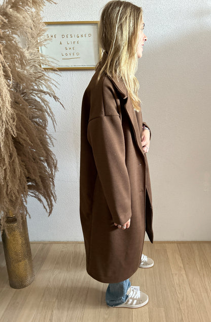 Mantel Jas - Nomi rib bruin