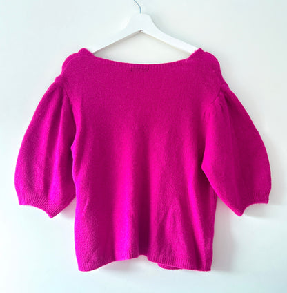 Gilet tricoté - Dina fuchsia/or