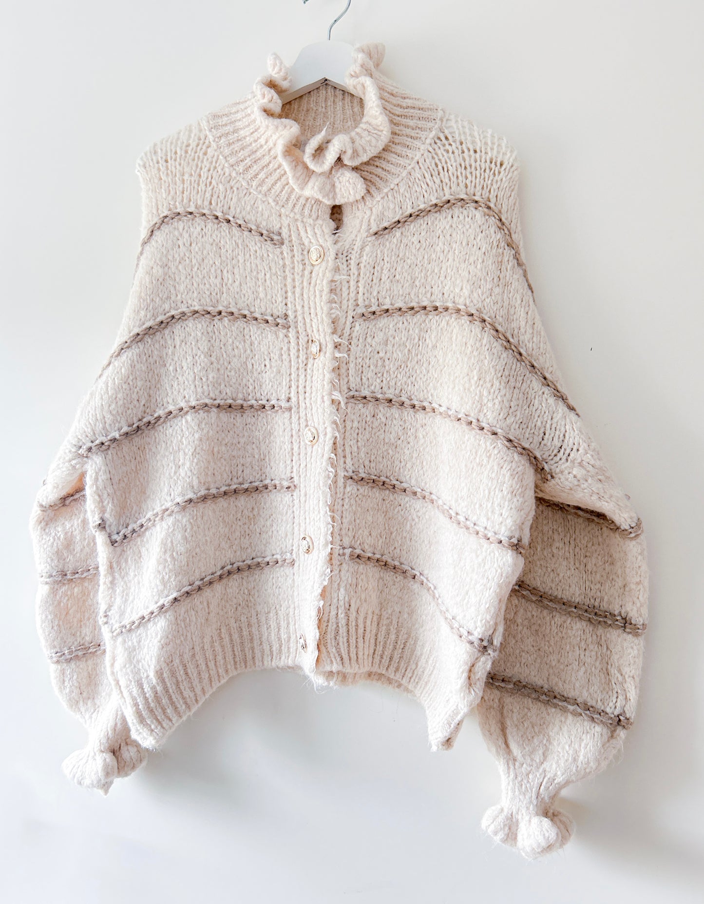 Vest - Ruffle chique beige streep