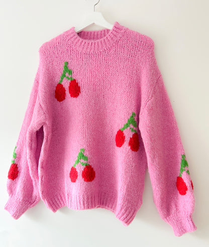 Knitted Sweater - Cherry Pink