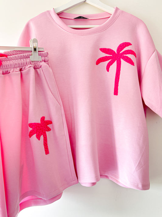 Tweedelig set - palmtree pink