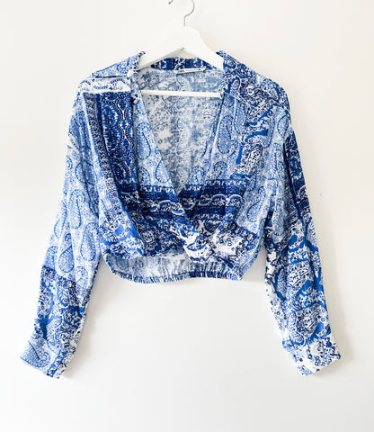 Crop top blouse with print Zara